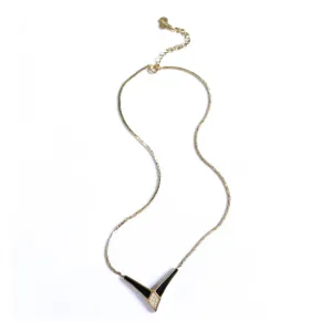Vintage Christian Dior Art Deco Style Black Enamel with Pave Crystal "V" Necklace