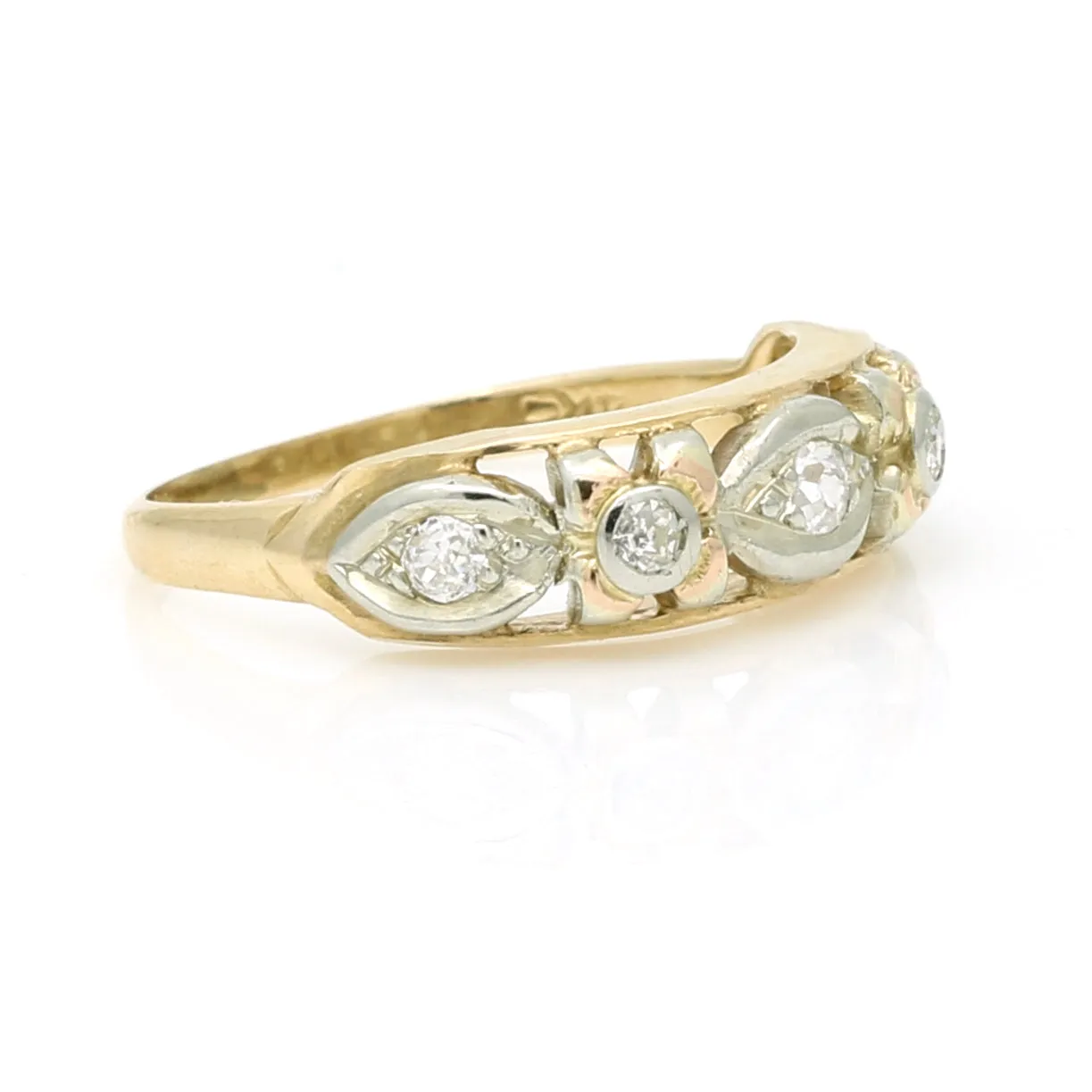 Vintage Diamond Openwork Band Ring in 14k Yellow Gold
