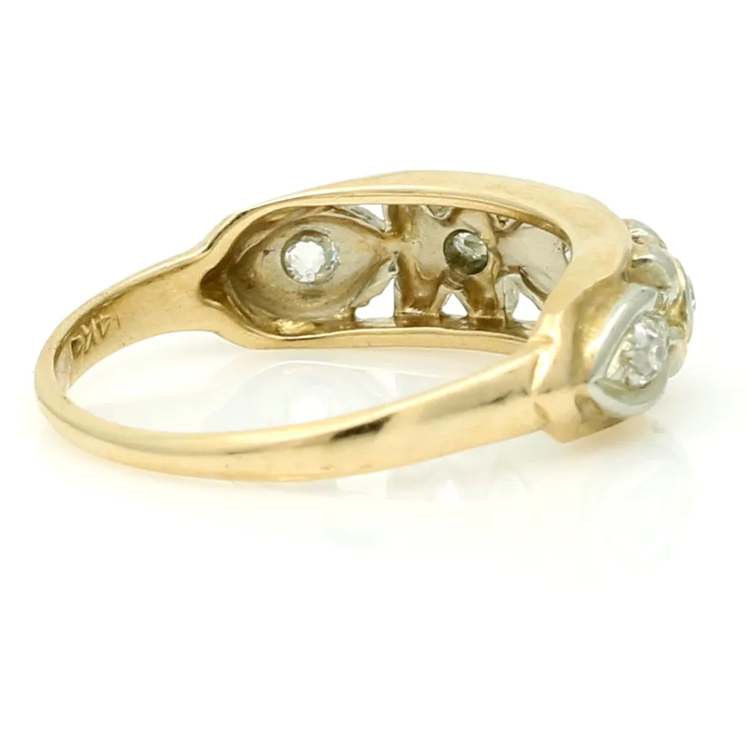 Vintage Diamond Openwork Band Ring in 14k Yellow Gold