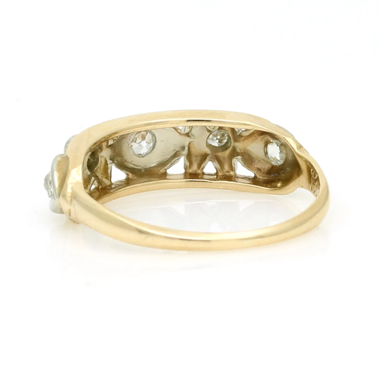 Vintage Diamond Openwork Band Ring in 14k Yellow Gold