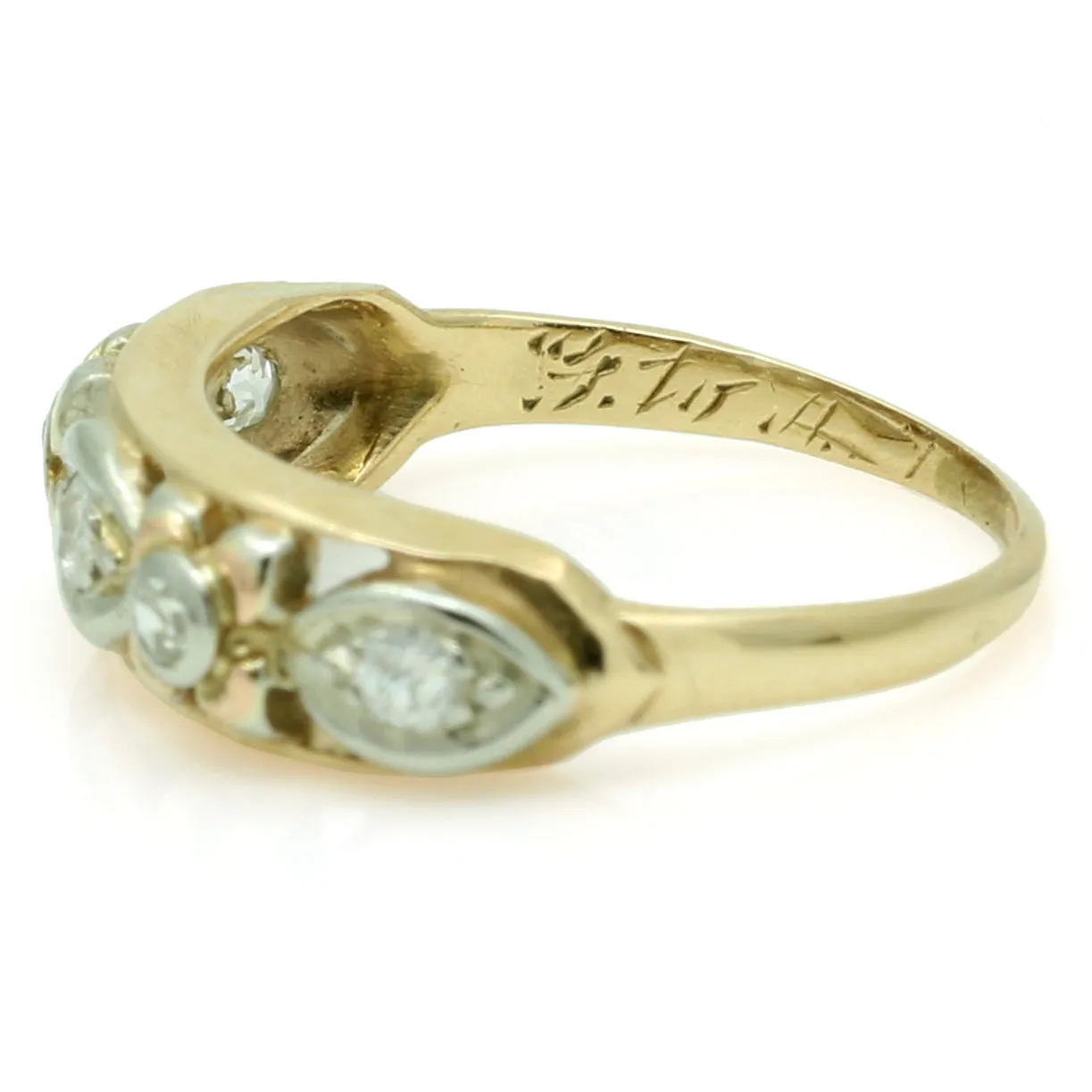 Vintage Diamond Openwork Band Ring in 14k Yellow Gold