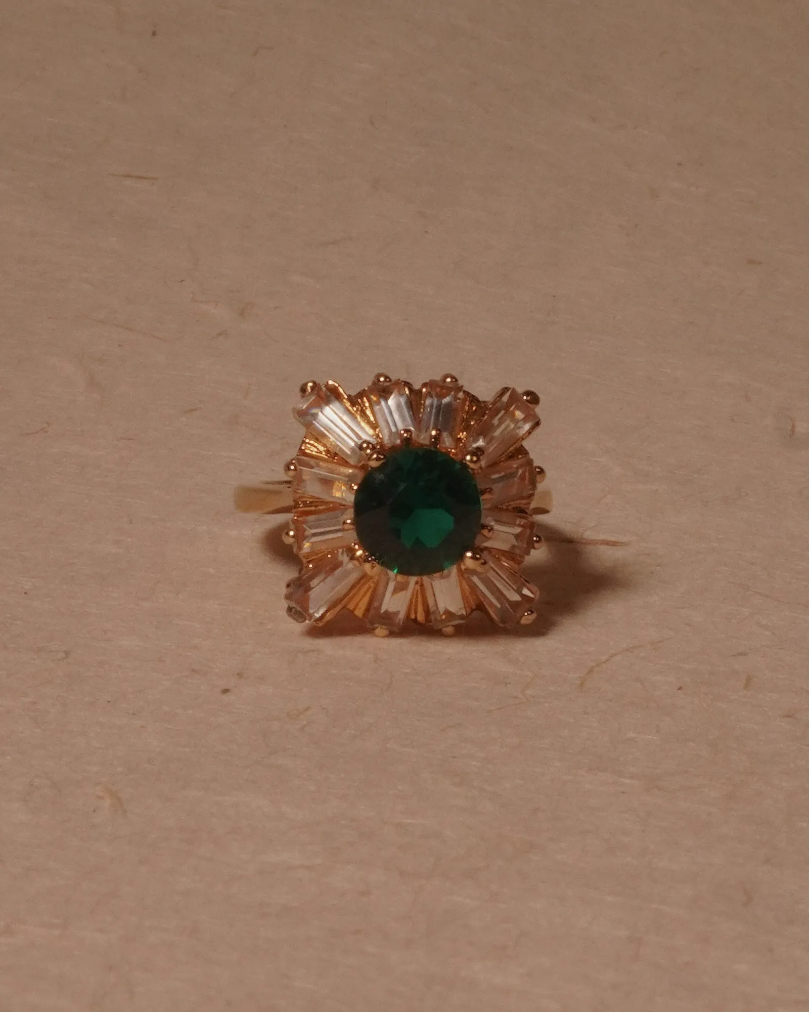 Vintage Emerald Square Cocktail Ring (sz 5.75)