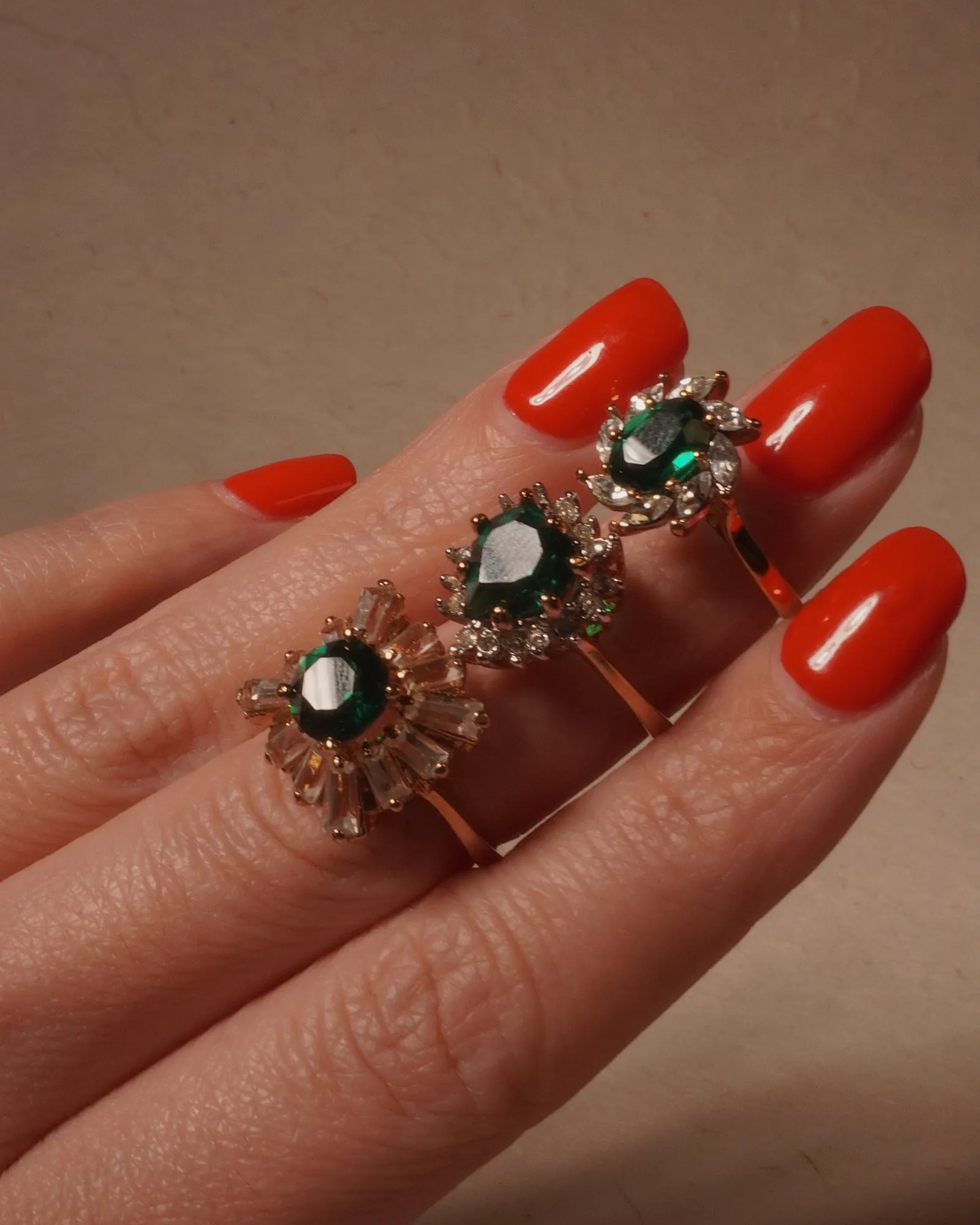 Vintage Emerald Square Cocktail Ring (sz 5.75)
