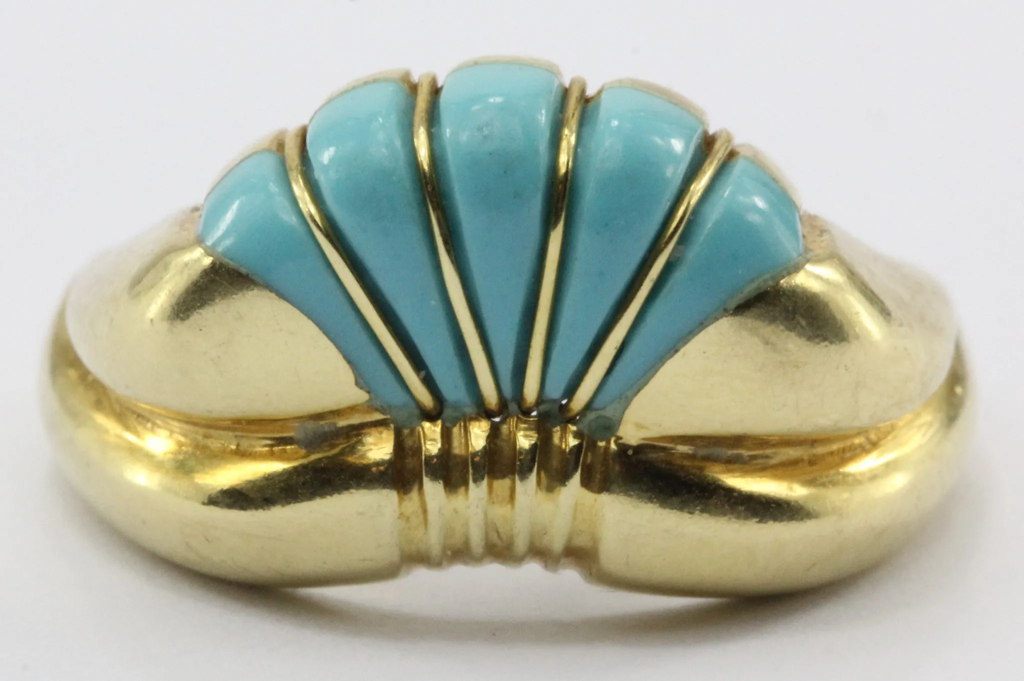 Vintage Greek 18K Gold Turquoise Art Deco Ring