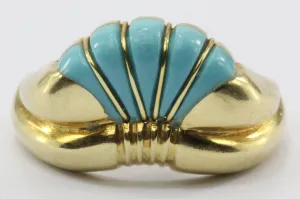 Vintage Greek 18K Gold Turquoise Art Deco Ring