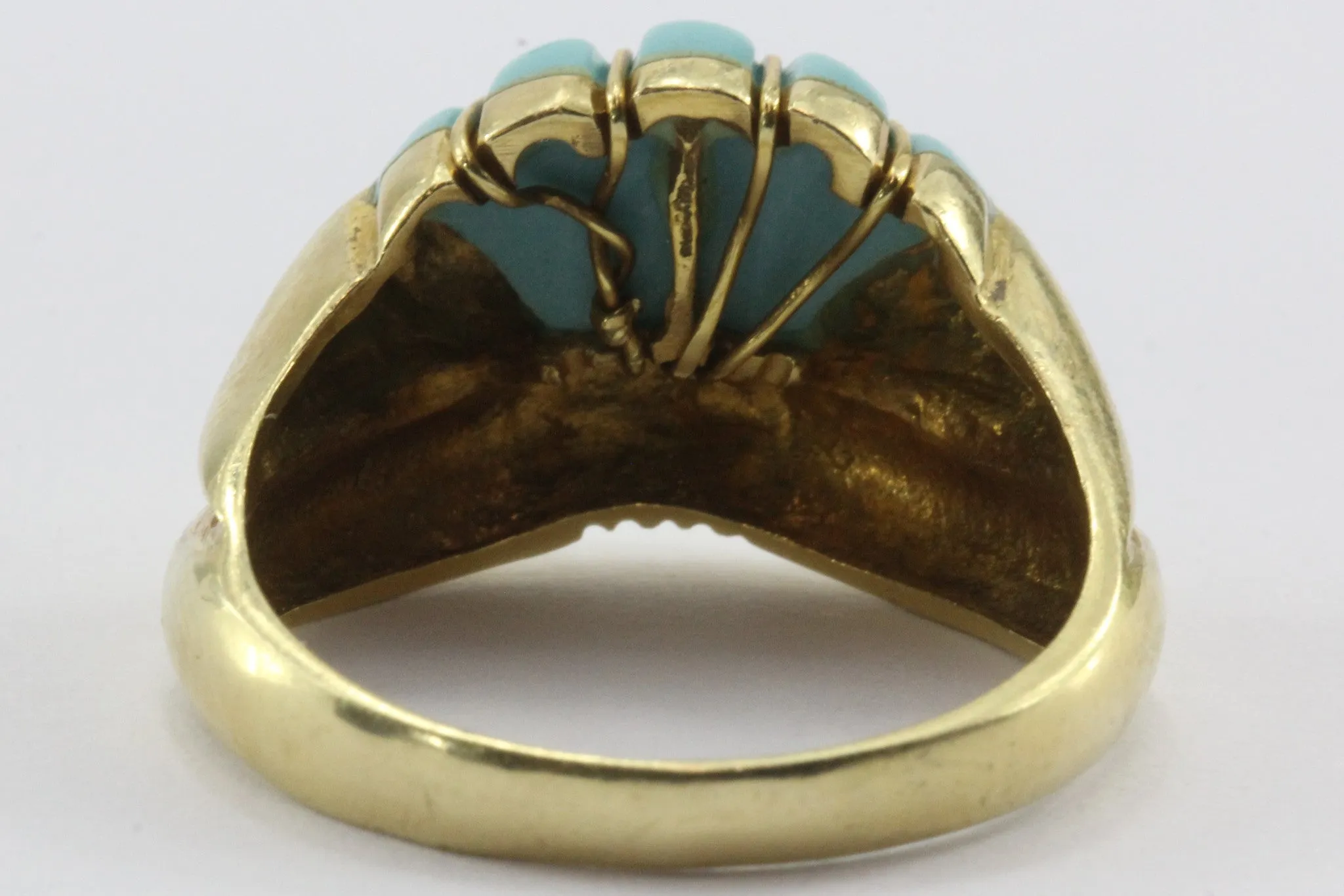 Vintage Greek 18K Gold Turquoise Art Deco Ring