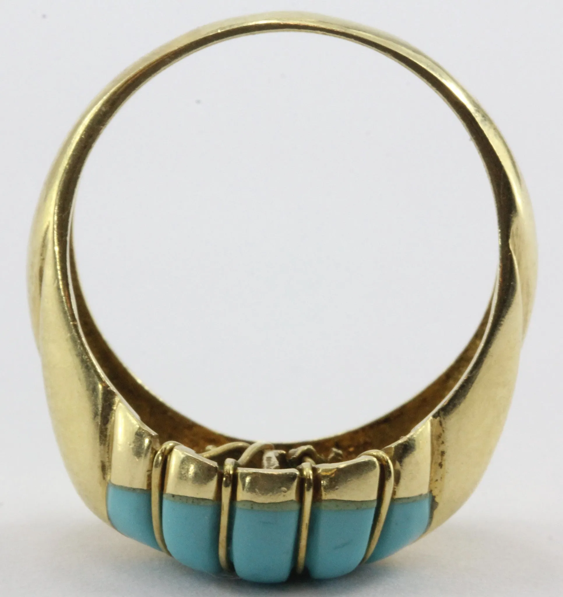 Vintage Greek 18K Gold Turquoise Art Deco Ring