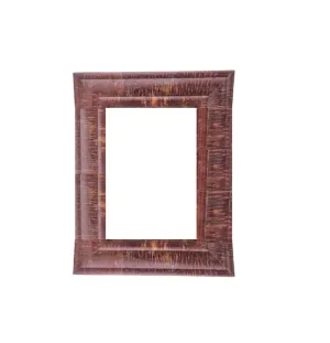 Vintage Large Tessellated Coconut Husk Rectangular Wall Mirror by Enrique Garcel