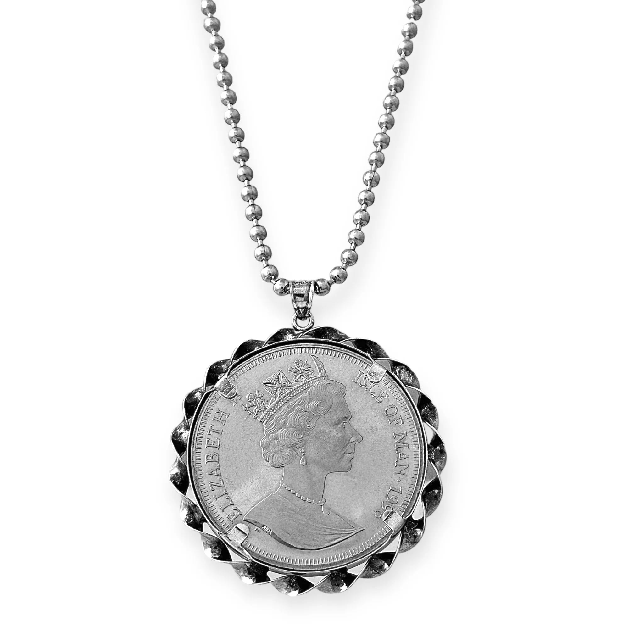 Vintage Sterling Silver Elizabeth ll - Isle of Man 1996 Burmese Cat Commemorative Coin Pendant