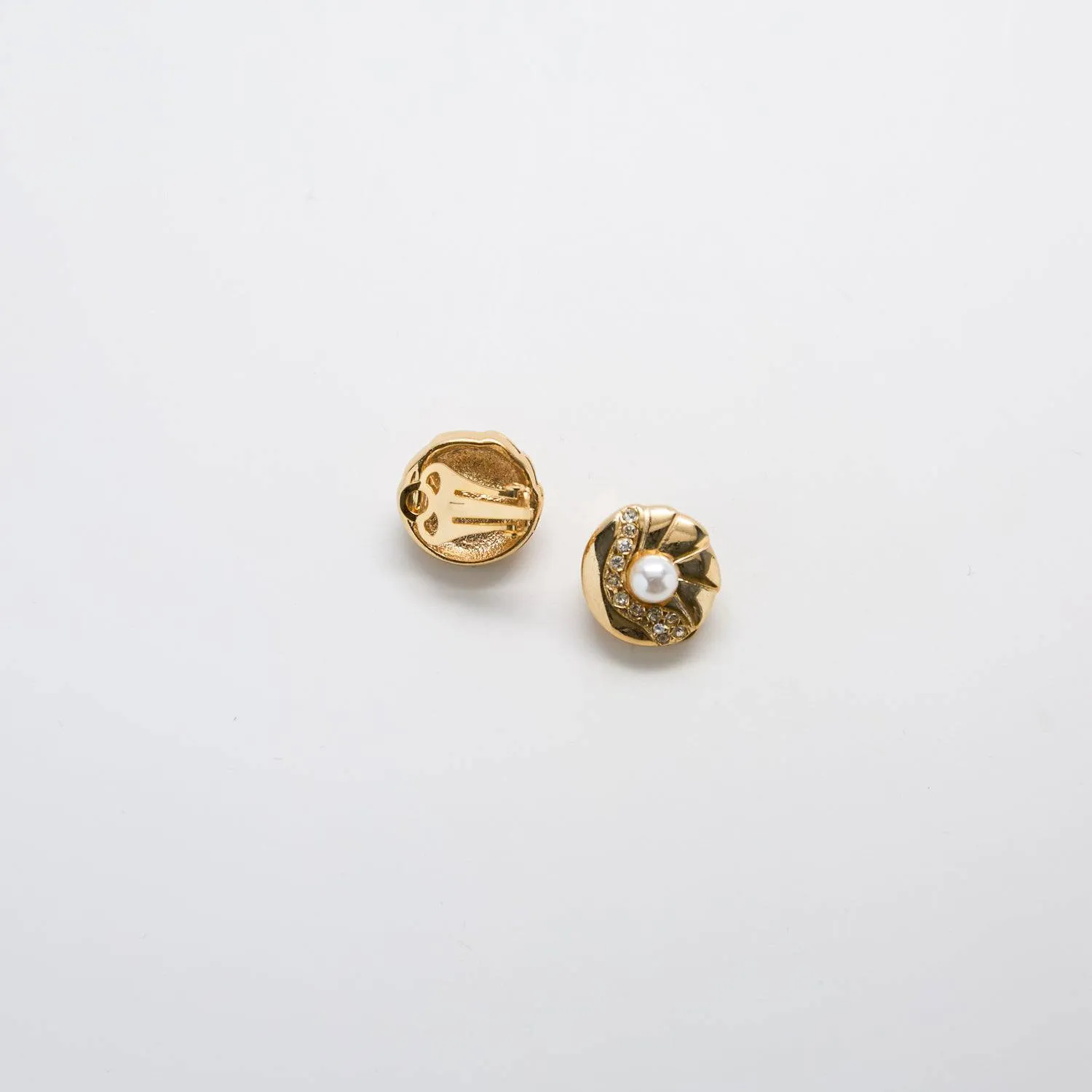 Vintage Tiny Pearl and Rhinestone Earrings