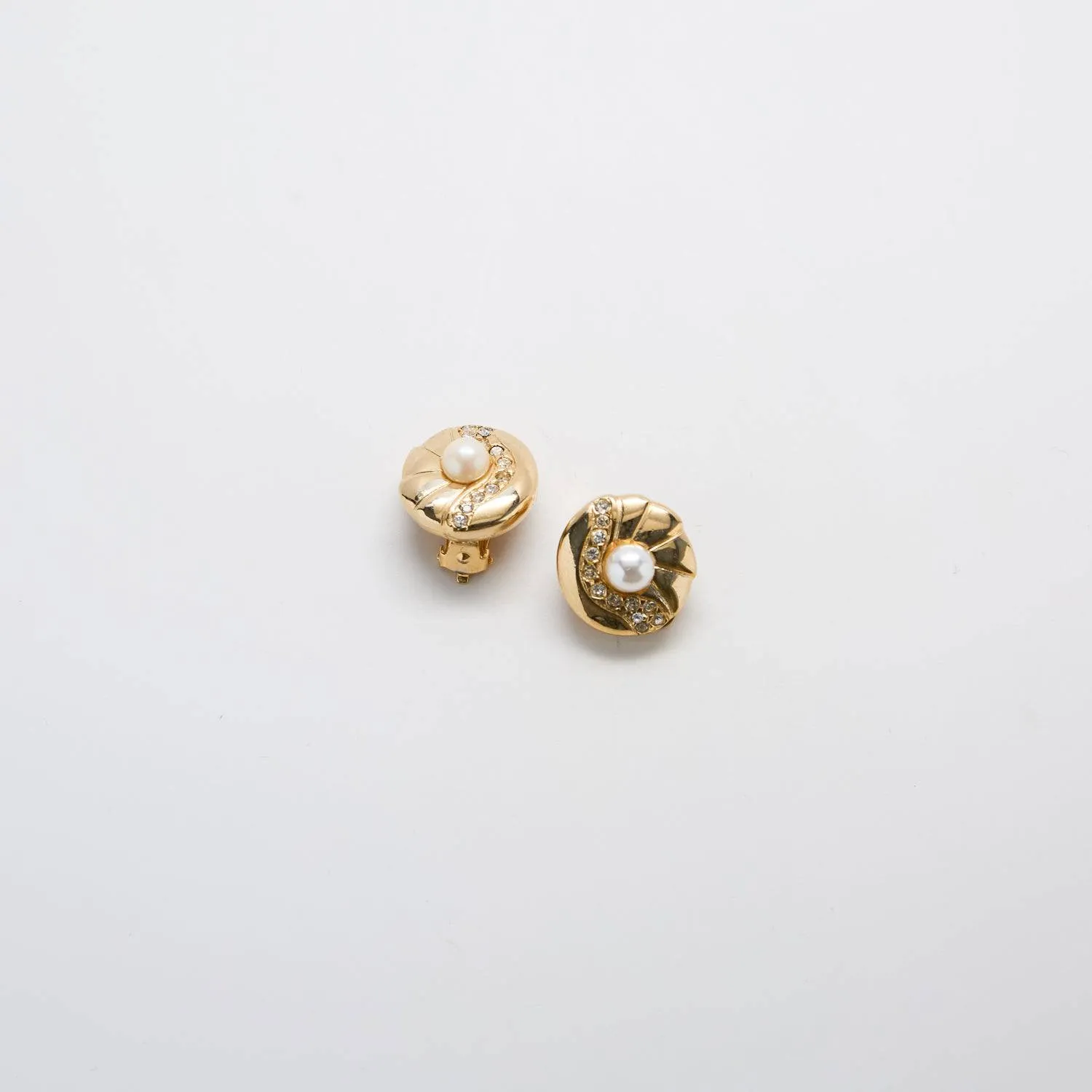 Vintage Tiny Pearl and Rhinestone Earrings