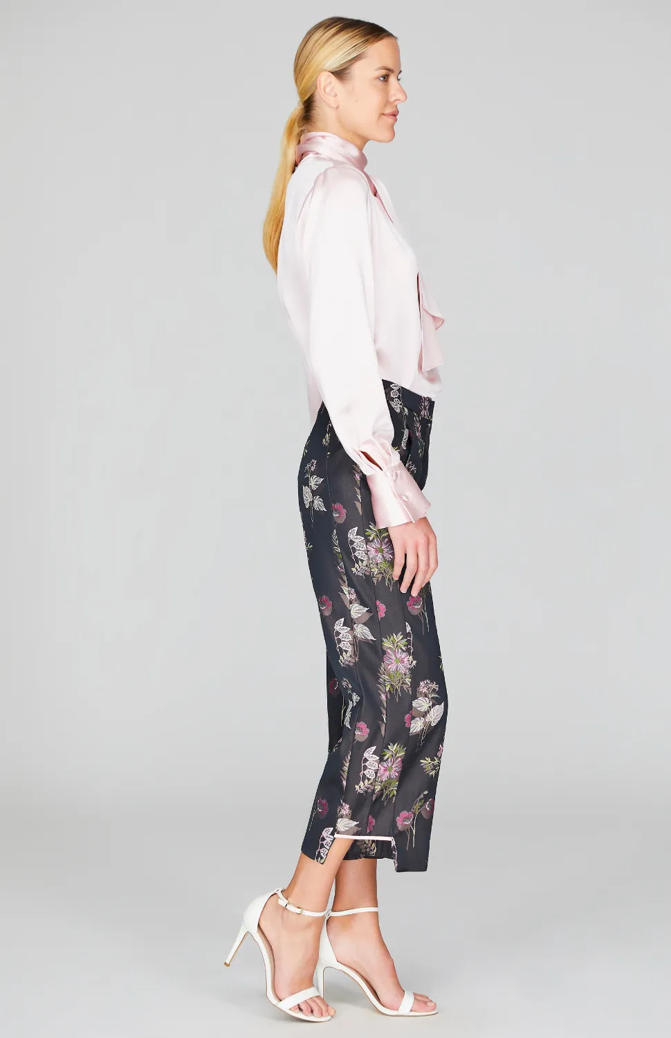 Watercolor Botanic Straight Pant w/Step Hem