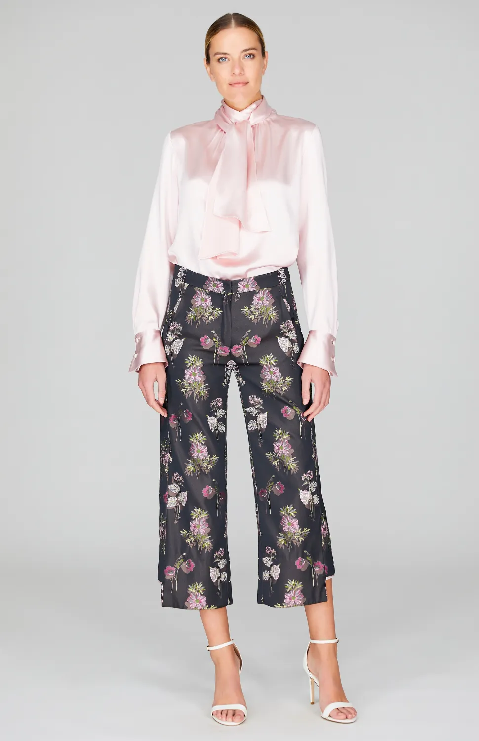 Watercolor Botanic Straight Pant w/Step Hem