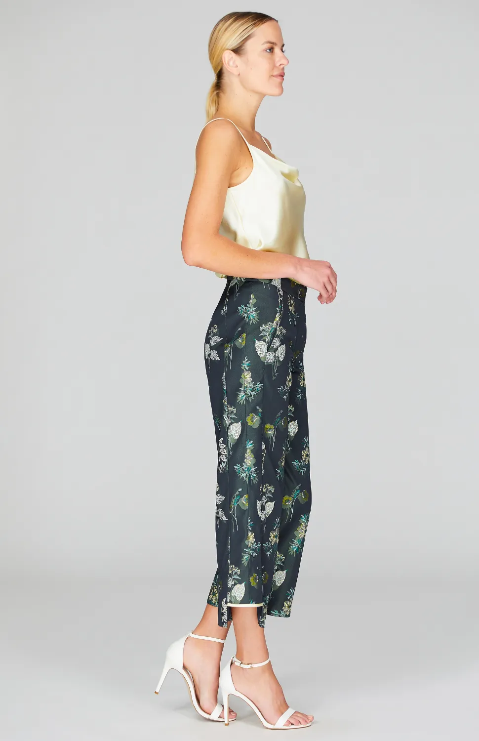 Watercolor Botanic Straight Pant w/Step Hem