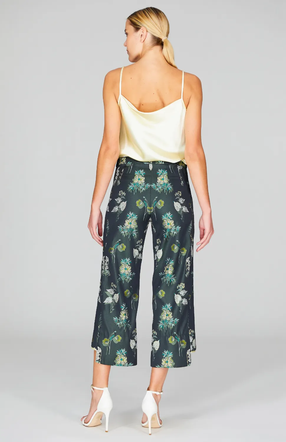 Watercolor Botanic Straight Pant w/Step Hem