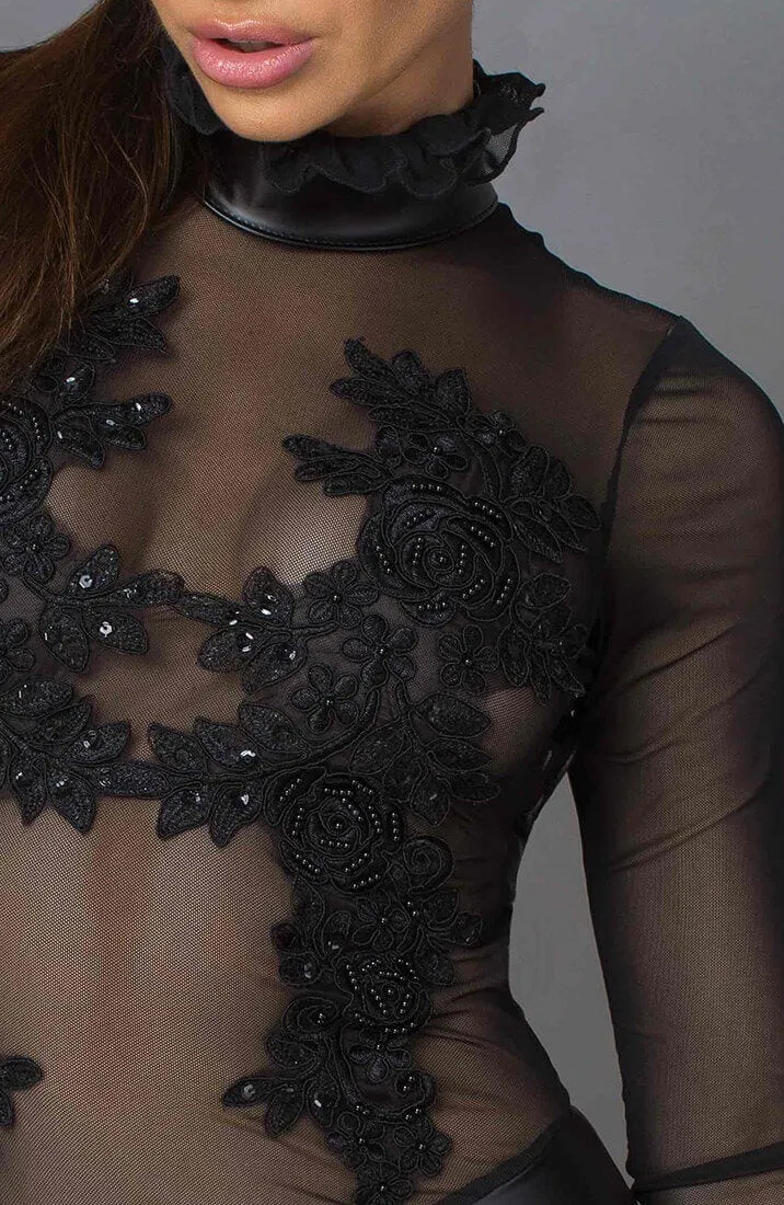 Wet look dress with embroidery - V.I.P. Doll
