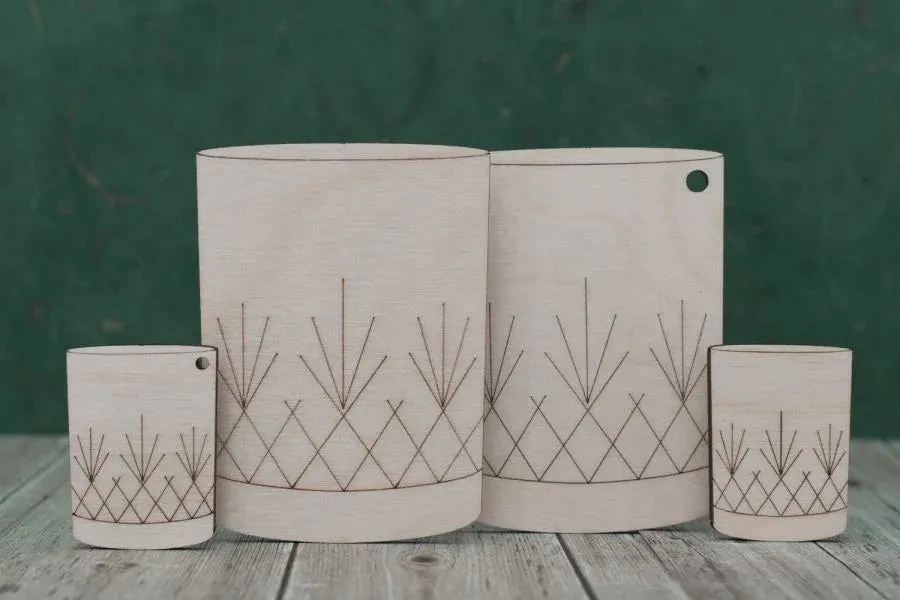 Whiskey glass with etched detail craft shape - plywood