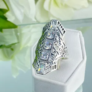 White CZ Ring, Size 9, Art Deco 1930s Jewelry #D214 - Ready to Ship