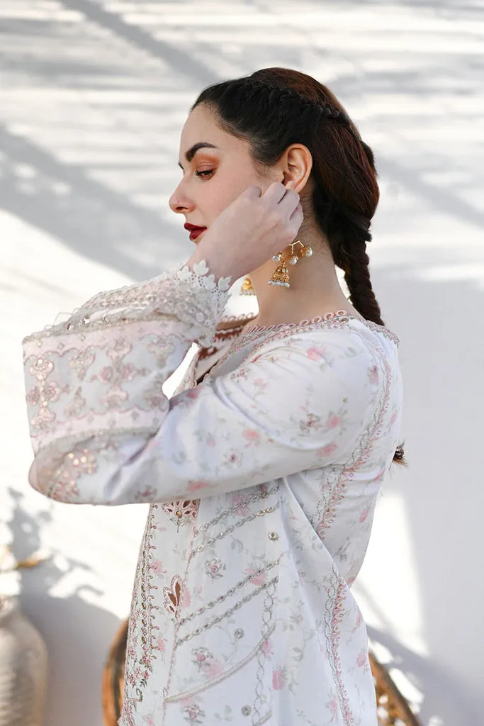 White Eid Dress in Kameez Trouser and Dupatta Style