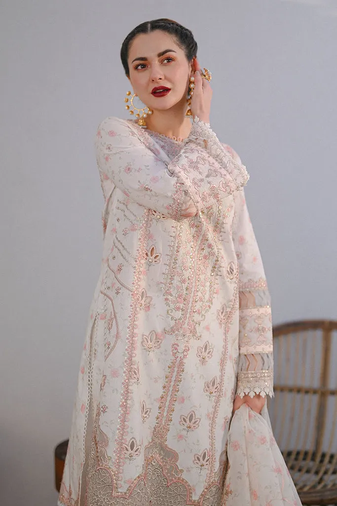 White Eid Dress in Kameez Trouser and Dupatta Style