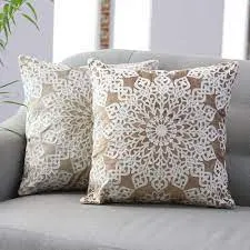 WHITE EMBROIDERED FLORAL PILLOW (INDIA)