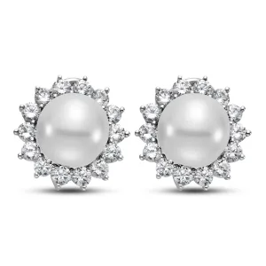 White South Sea Pearl & Diamond Earrings