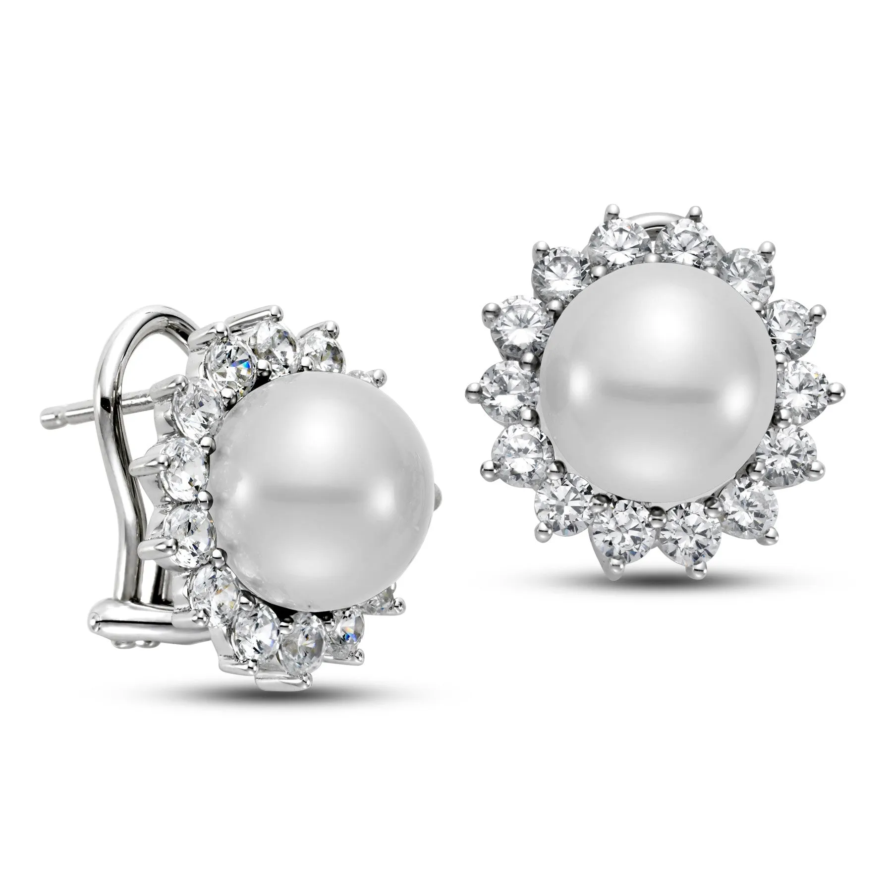 White South Sea Pearl & Diamond Earrings