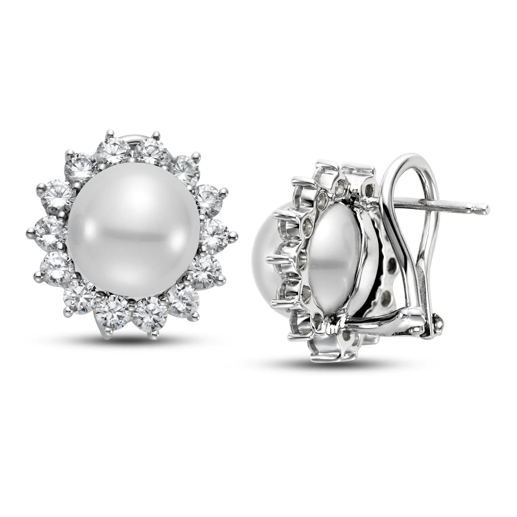 White South Sea Pearl & Diamond Earrings
