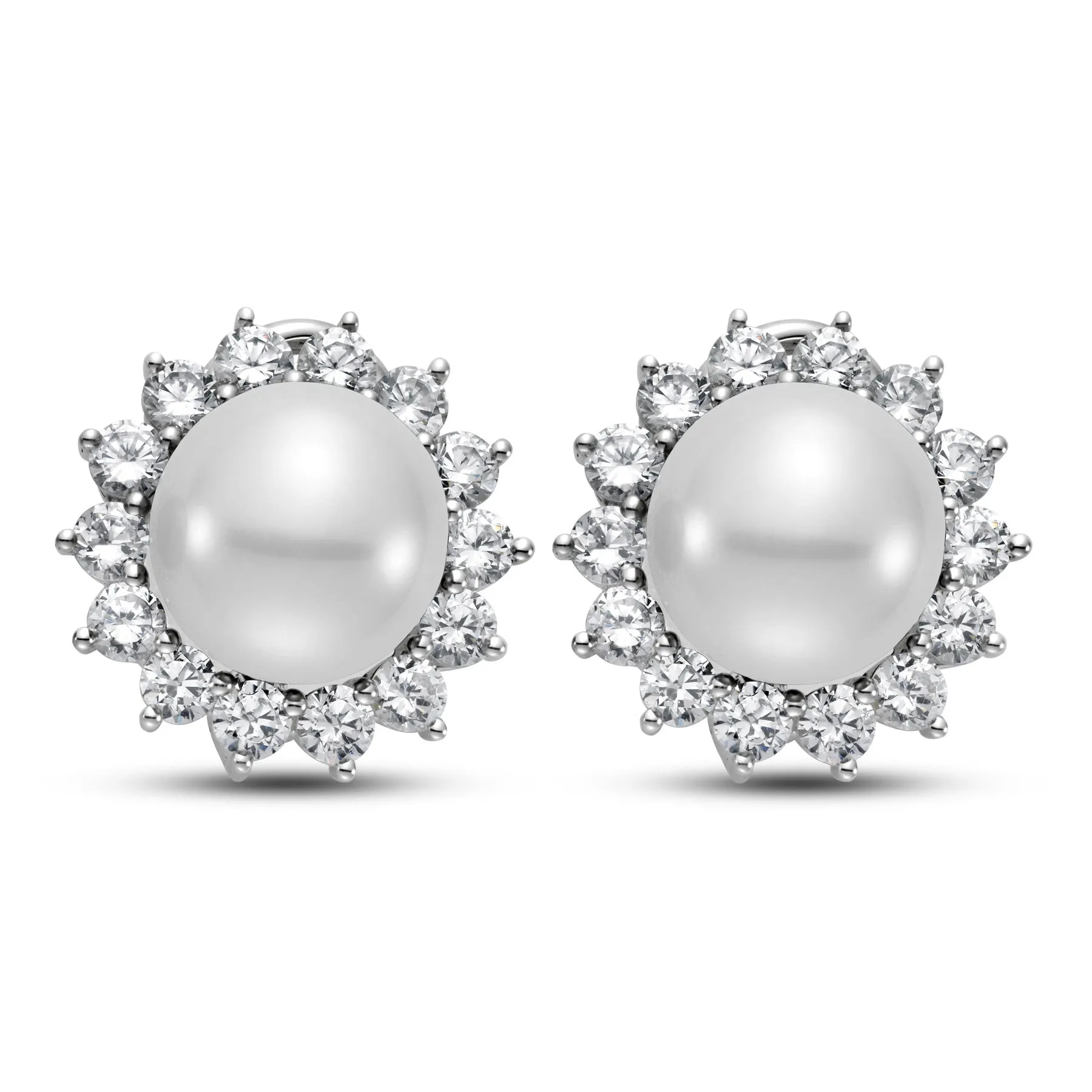 White South Sea Pearl & Diamond Earrings