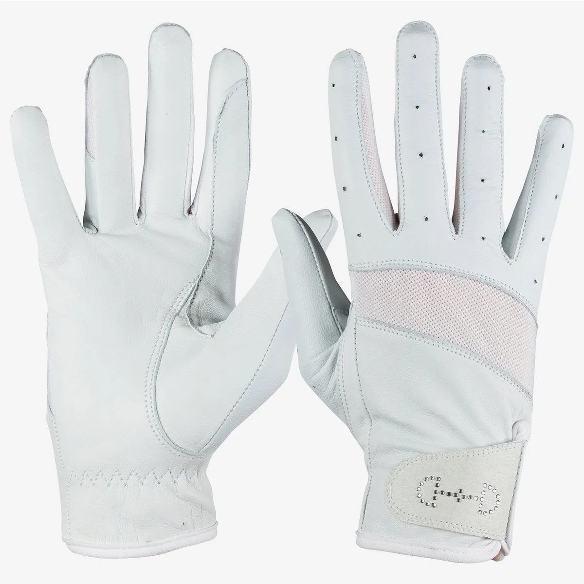 Women's Leather Mesh Gloves - White