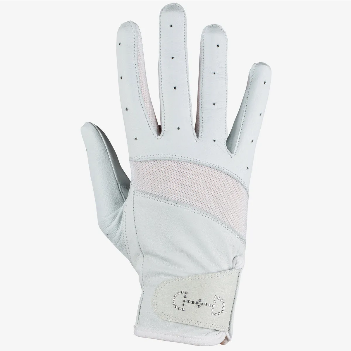 Women's Leather Mesh Gloves - White