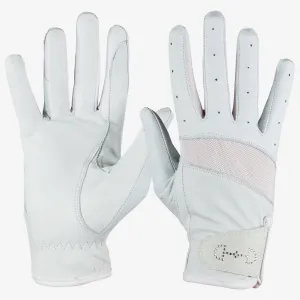 Women's Leather Mesh Gloves - White