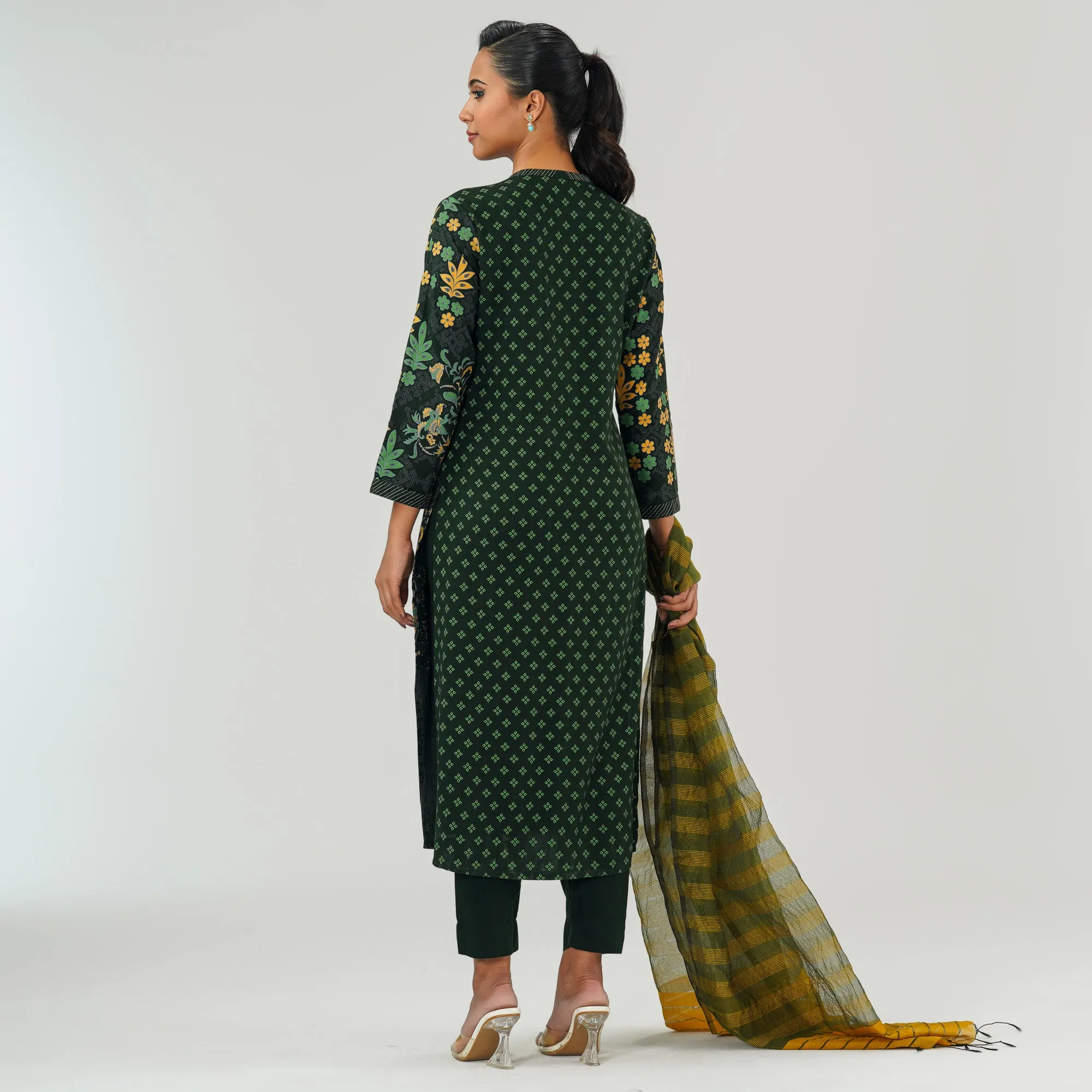 Womens Multi Color Embroidered Three Piece Set