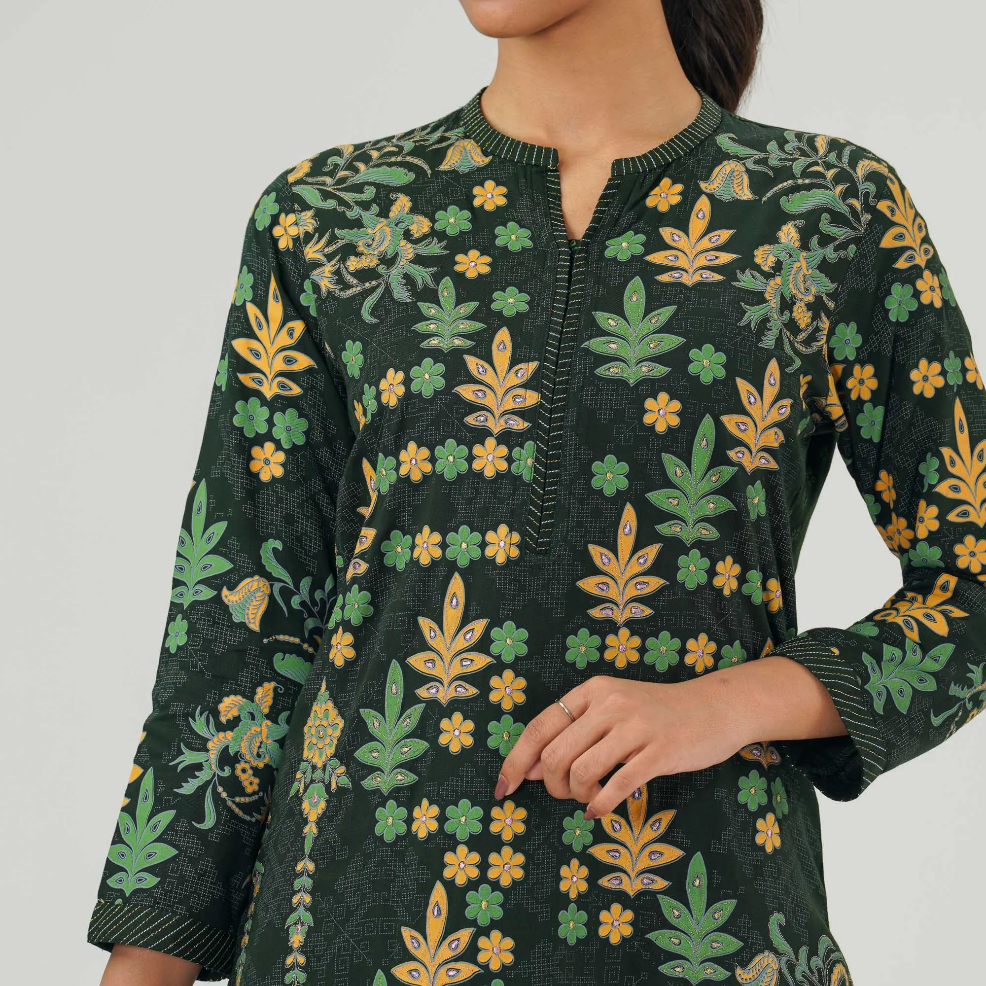Womens Multi Color Embroidered Three Piece Set