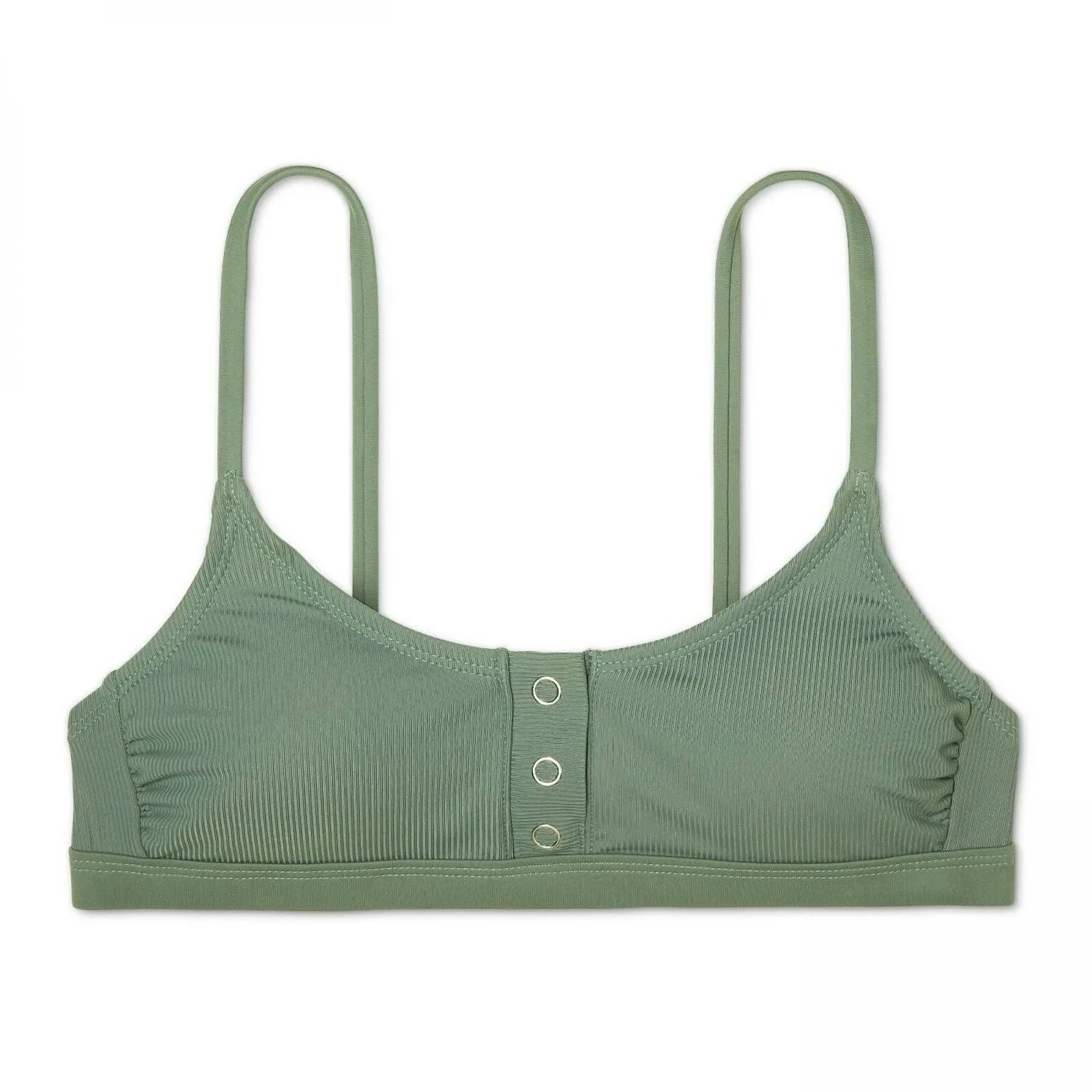 Xhilaration Women's Convertible Rib Snap Front Bralette Bikini Top
