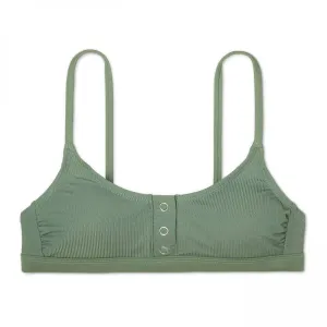 Xhilaration Women's Convertible Rib Snap Front Bralette Bikini Top